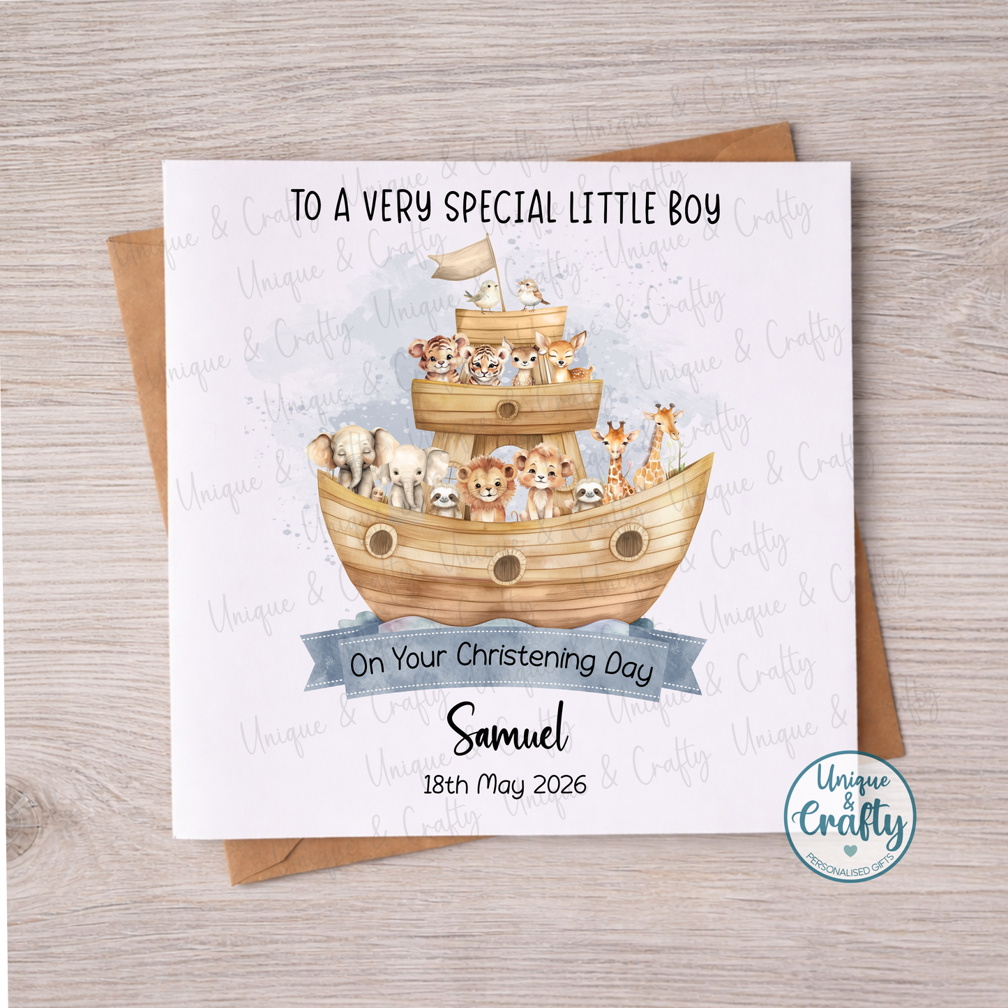 Christening Card.. Personalised Ark design