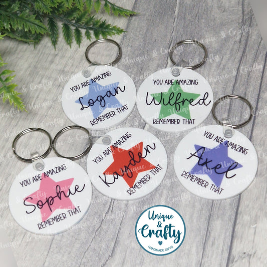 Class size pack. You are amazing star keyring. Acrylic tag. End of term.