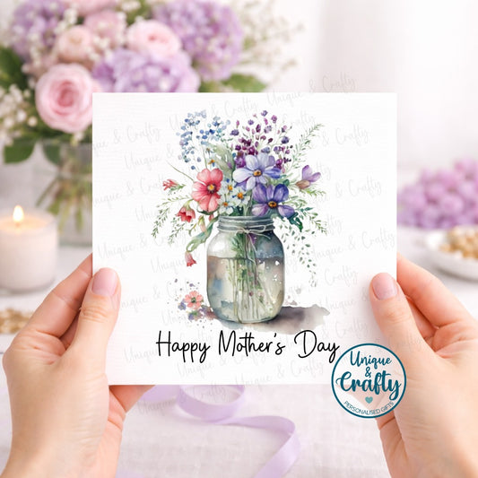 Mother’s Day Floral Vase Card – 6x6 Inch Square Greeting Card