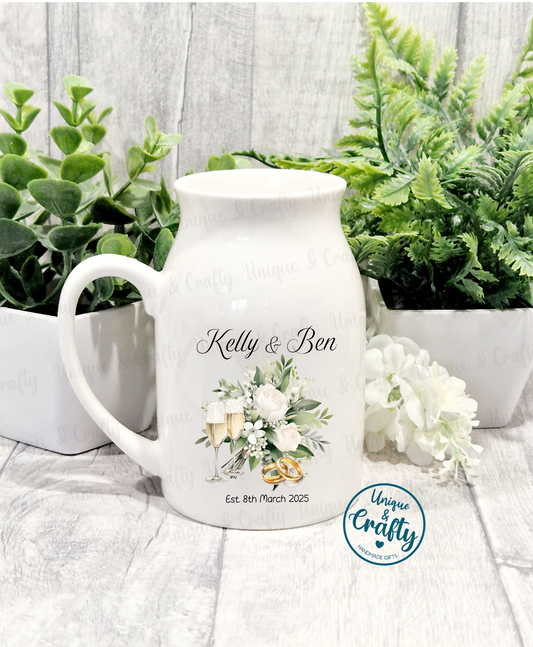 Wedding Milk jug Vase.. Wedding or Anniversary gift