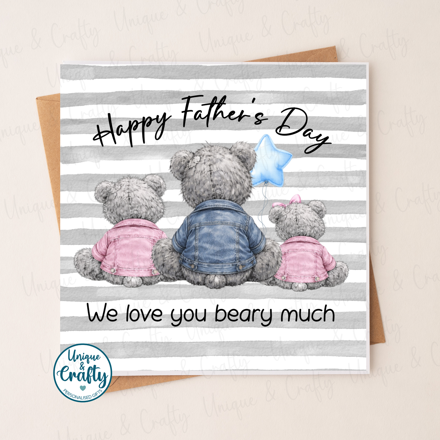 Love you Beary much.. Bear family Father's day Card – 6x6 Inch Square Card.