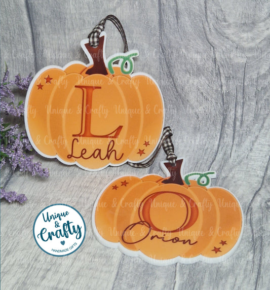 Pumpkin Plaque. Personalised with name and initial