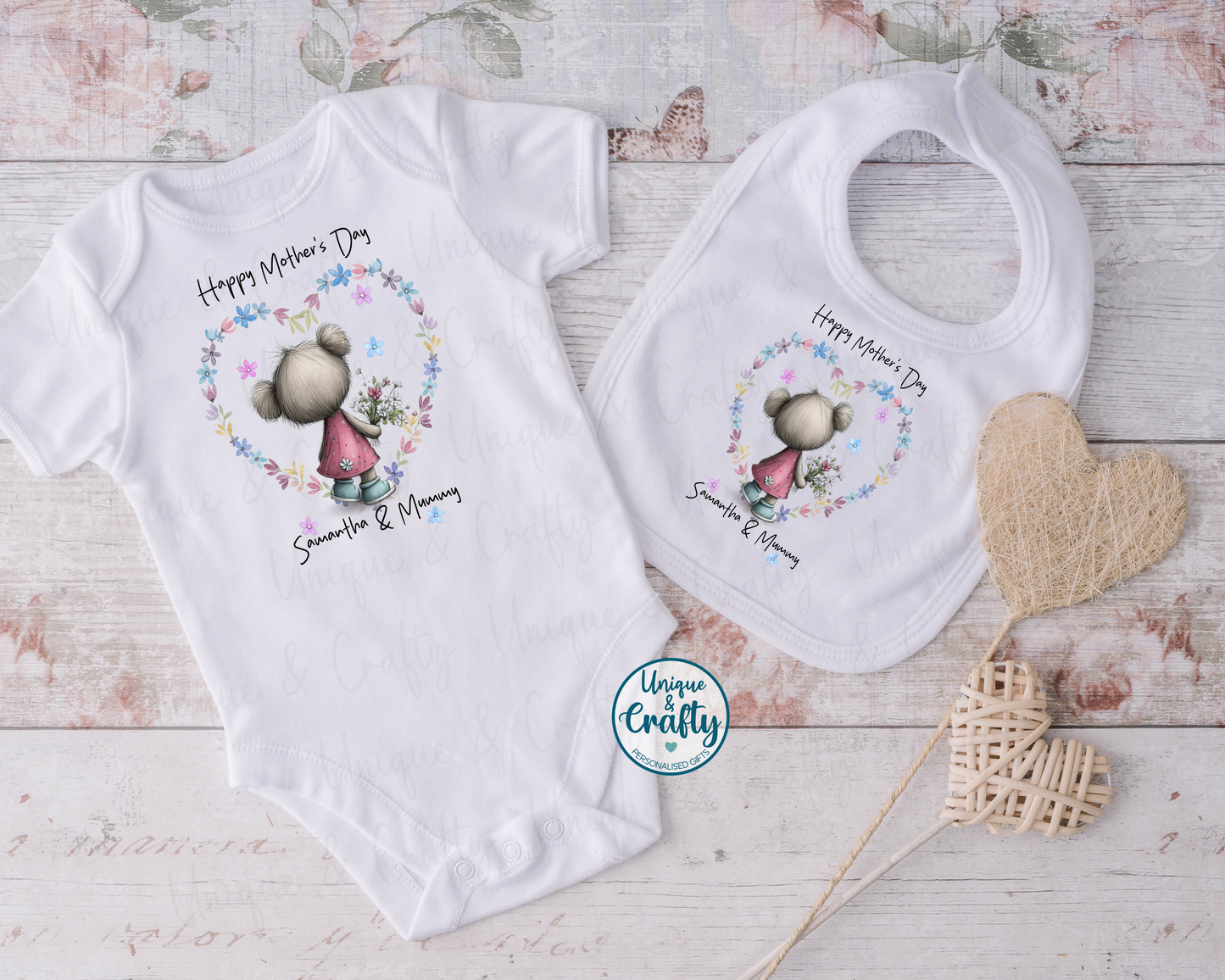 Mother's Day Bib, Vest or Sleepsuit.. New Baby. Giftset