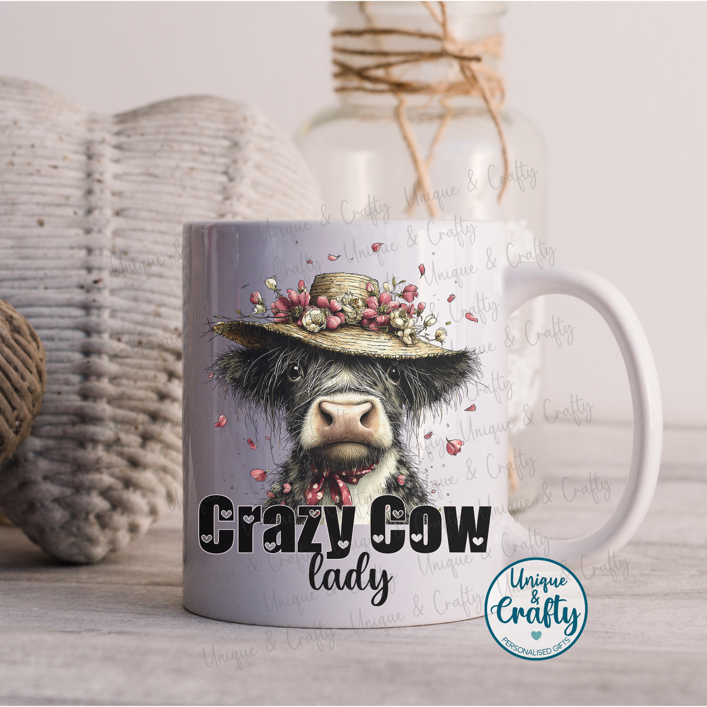 Crazy Cow lady Mug and Coaster..