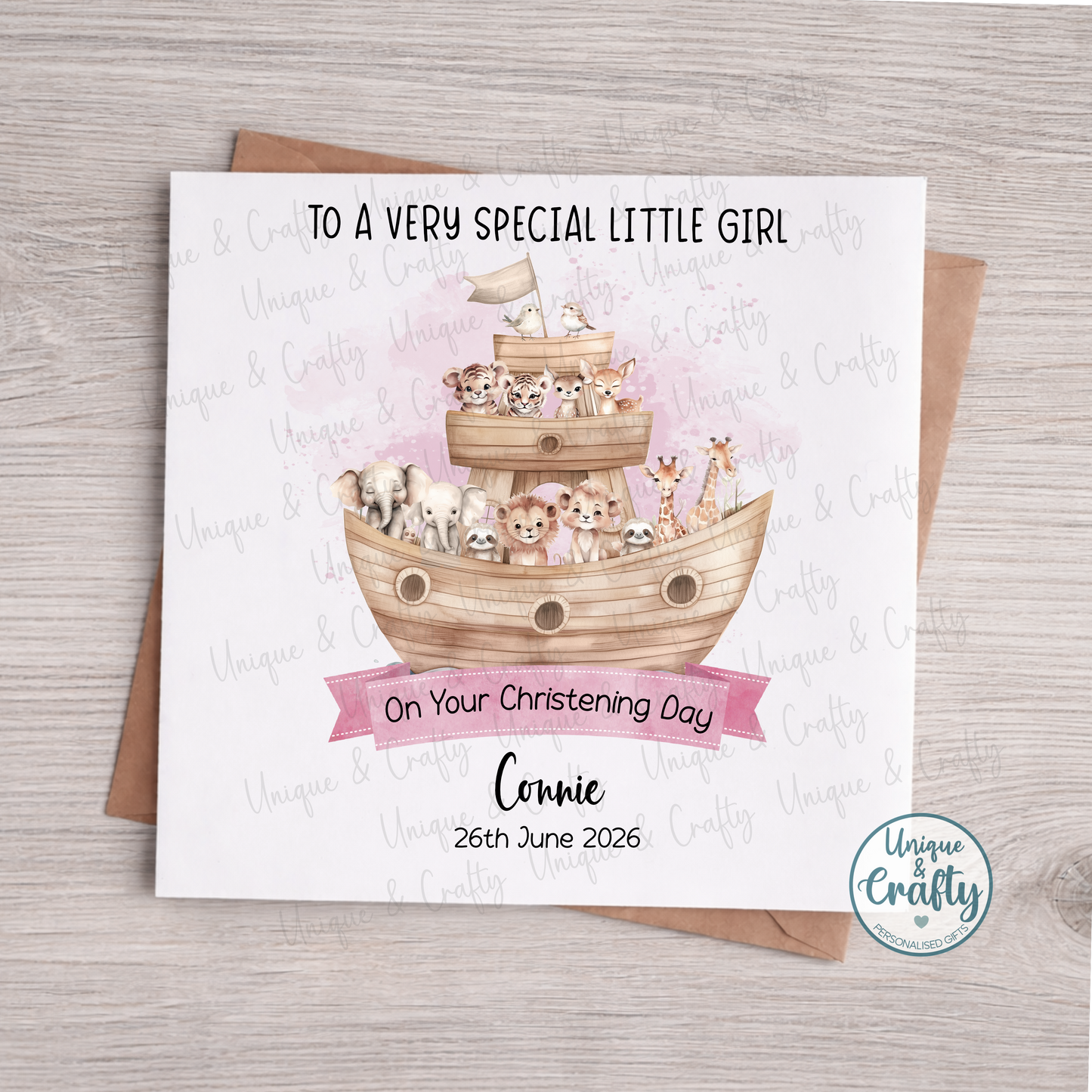 Christening Card.. Personalised Ark design