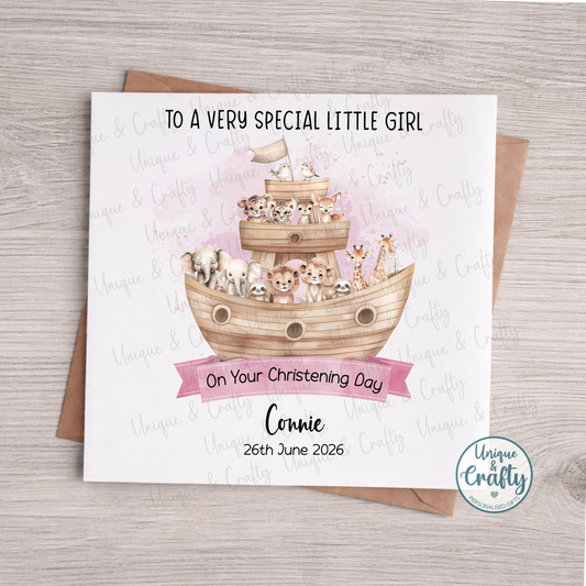 Christening Card.. Personalised Ark design