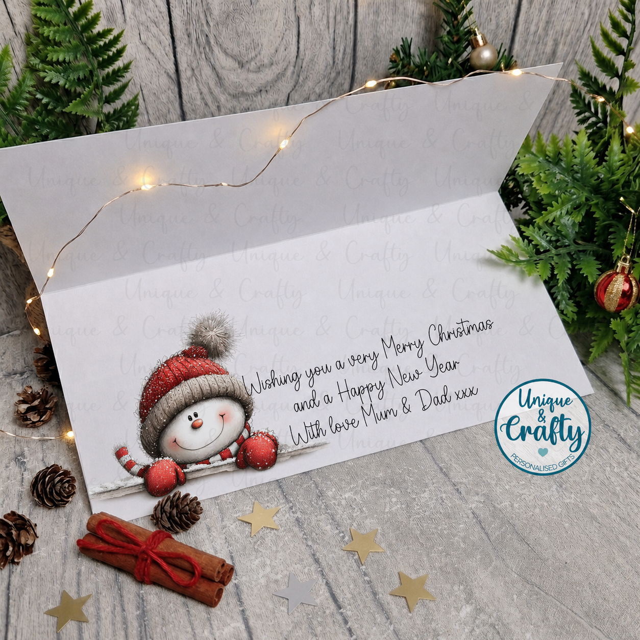 Personalised Christmas Money Holder Card, Peeping Snowman